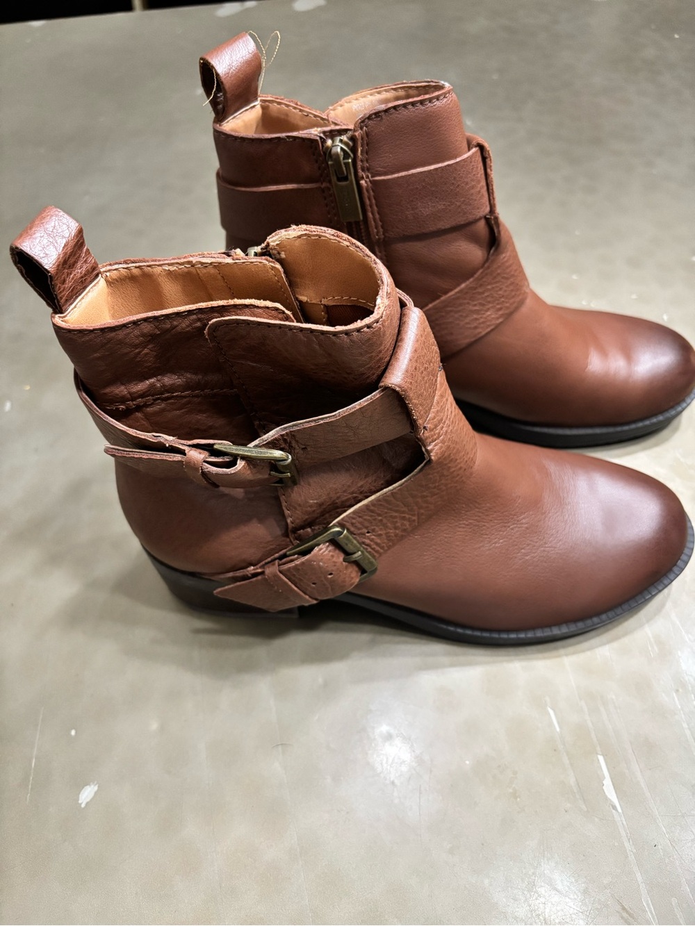 Kenneth Cole Reaction Pod Place Women’s 8 Brown Leather Moto Ankle Boots